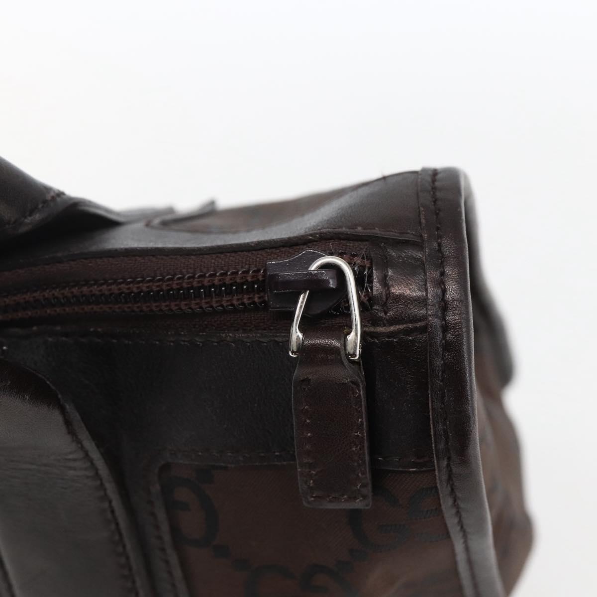 GUCCI GG Canvas Tote Bag Nylon outlet Dark Brown Silver 143742 Auth am10768