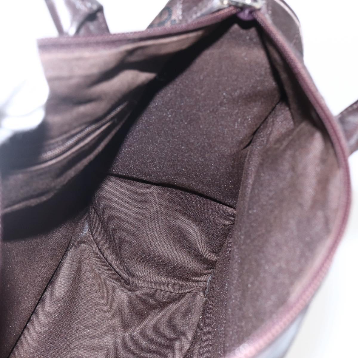 GUCCI GG Canvas Tote Bag Nylon outlet Dark Brown Silver 143742 Auth am10768