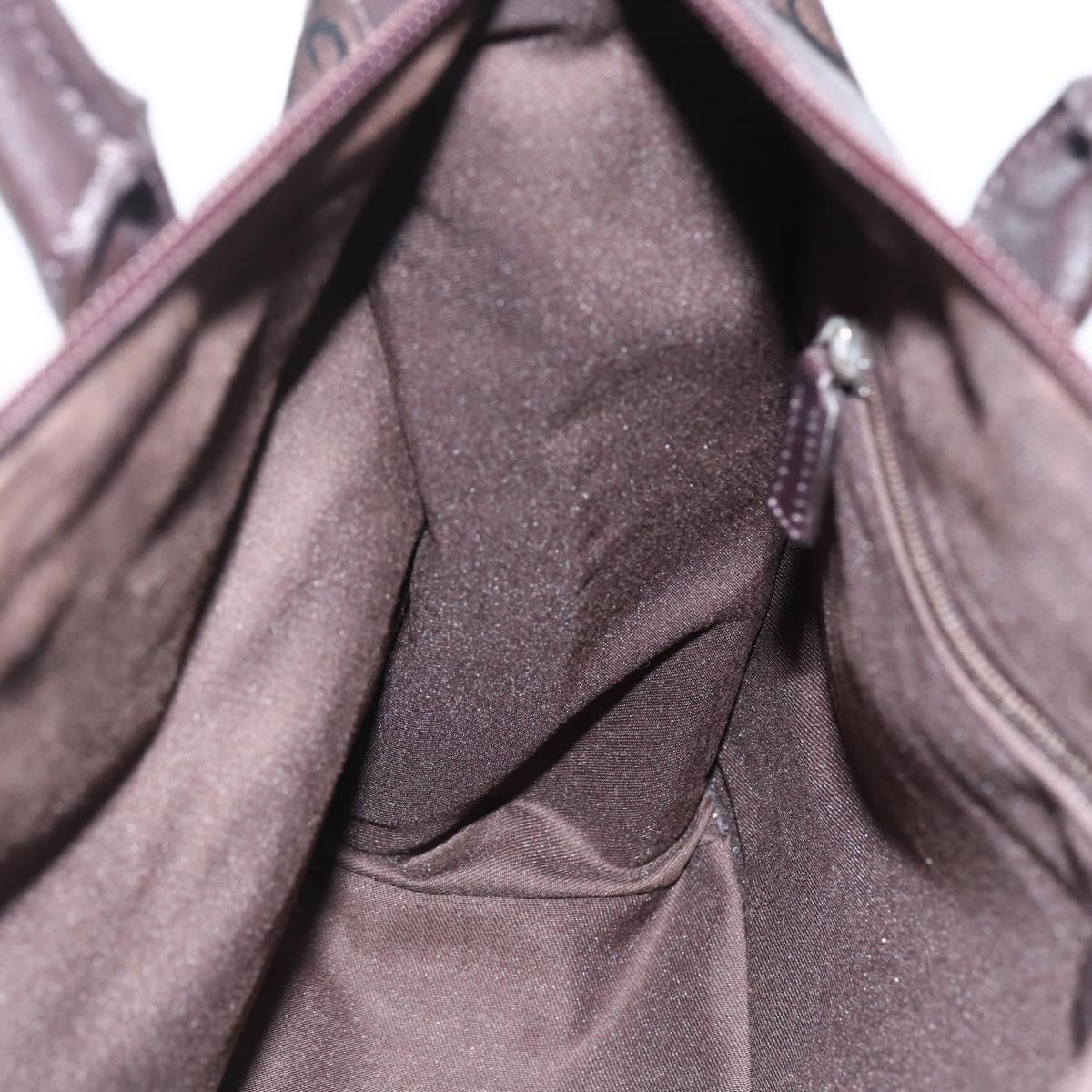 GUCCI GG Canvas Tote Bag Nylon outlet Dark Brown Silver 143742 Auth am10768