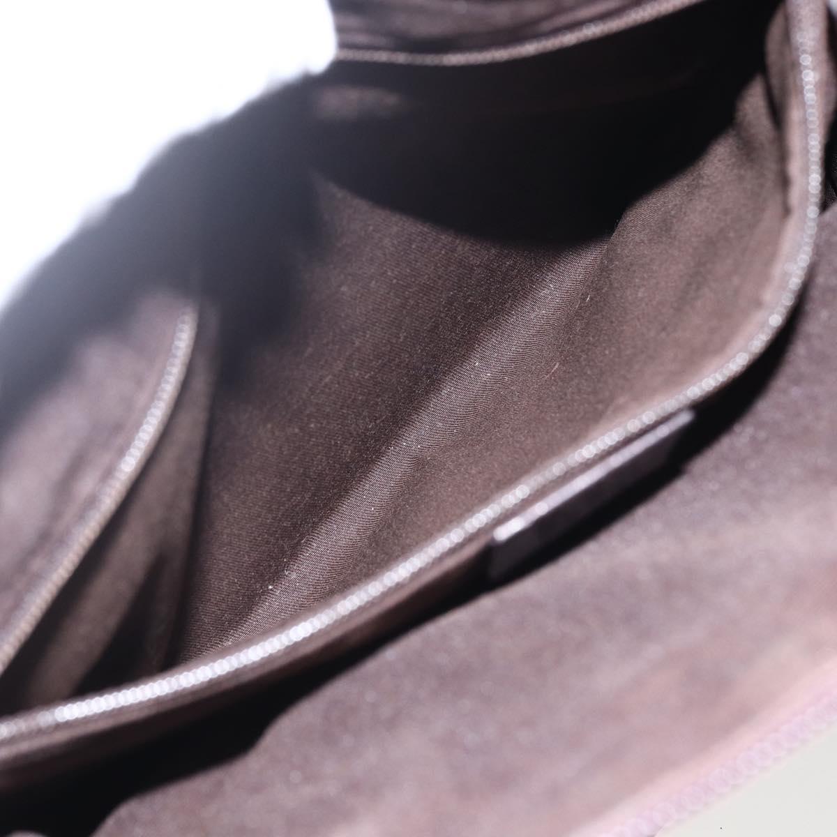 GUCCI GG Canvas Tote Bag Nylon outlet Dark Brown Silver 143742 Auth am10768