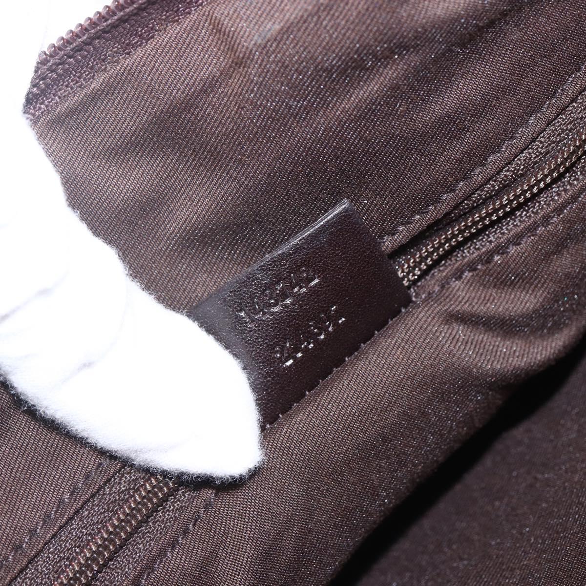 GUCCI GG Canvas Tote Bag Nylon outlet Dark Brown Silver 143742 Auth am10768