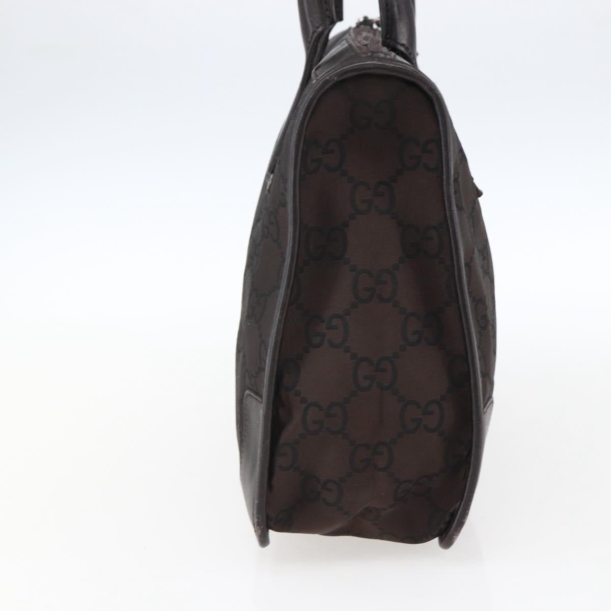 GUCCI GG Canvas Tote Bag Nylon outlet Dark Brown Silver 143742 Auth am10768