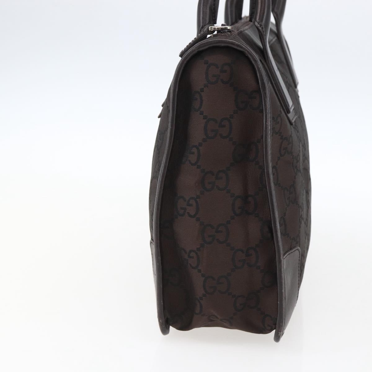 GUCCI GG Canvas Tote Bag Nylon outlet Dark Brown Silver 143742 Auth am10768