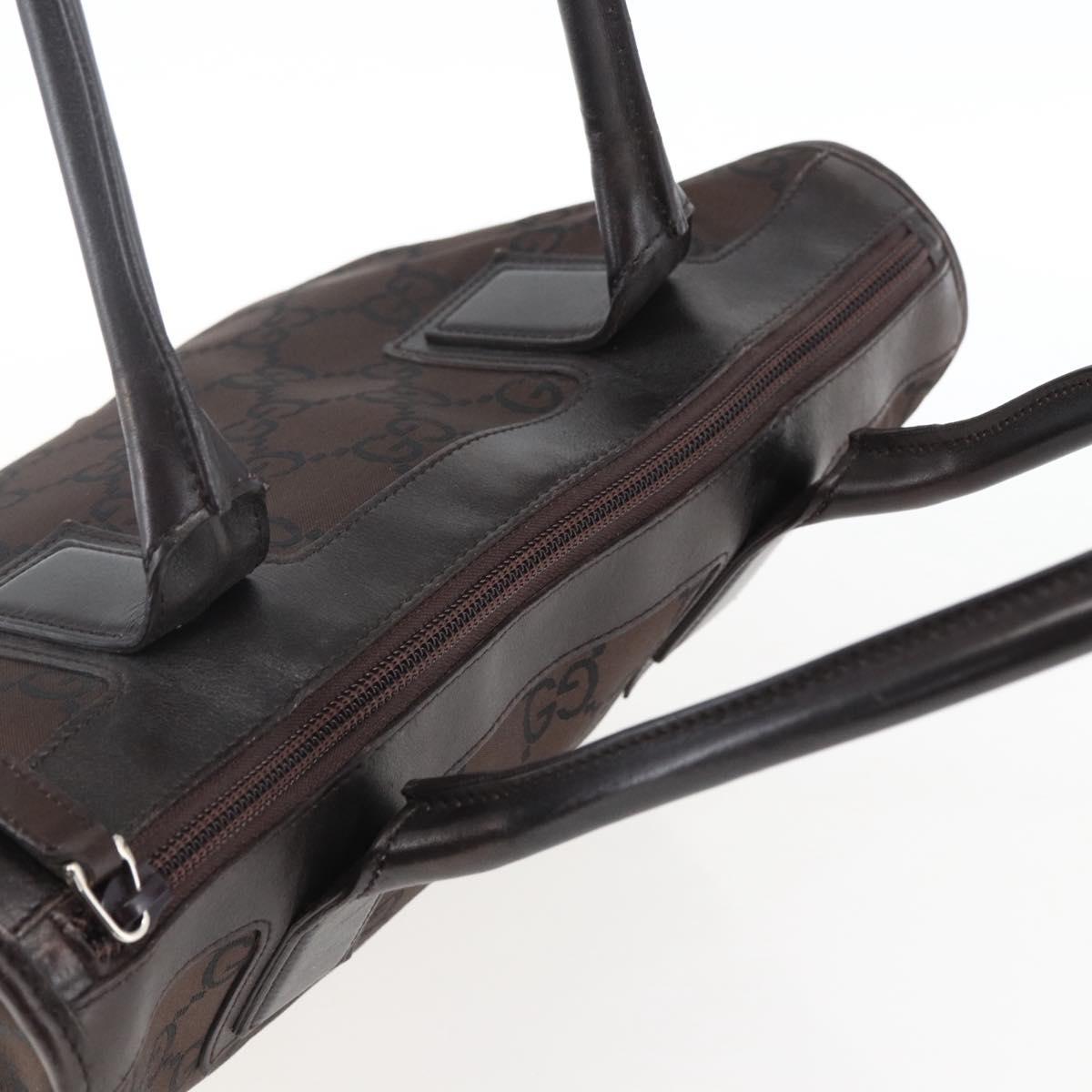 GUCCI GG Canvas Tote Bag Nylon outlet Dark Brown Silver 143742 Auth am10768