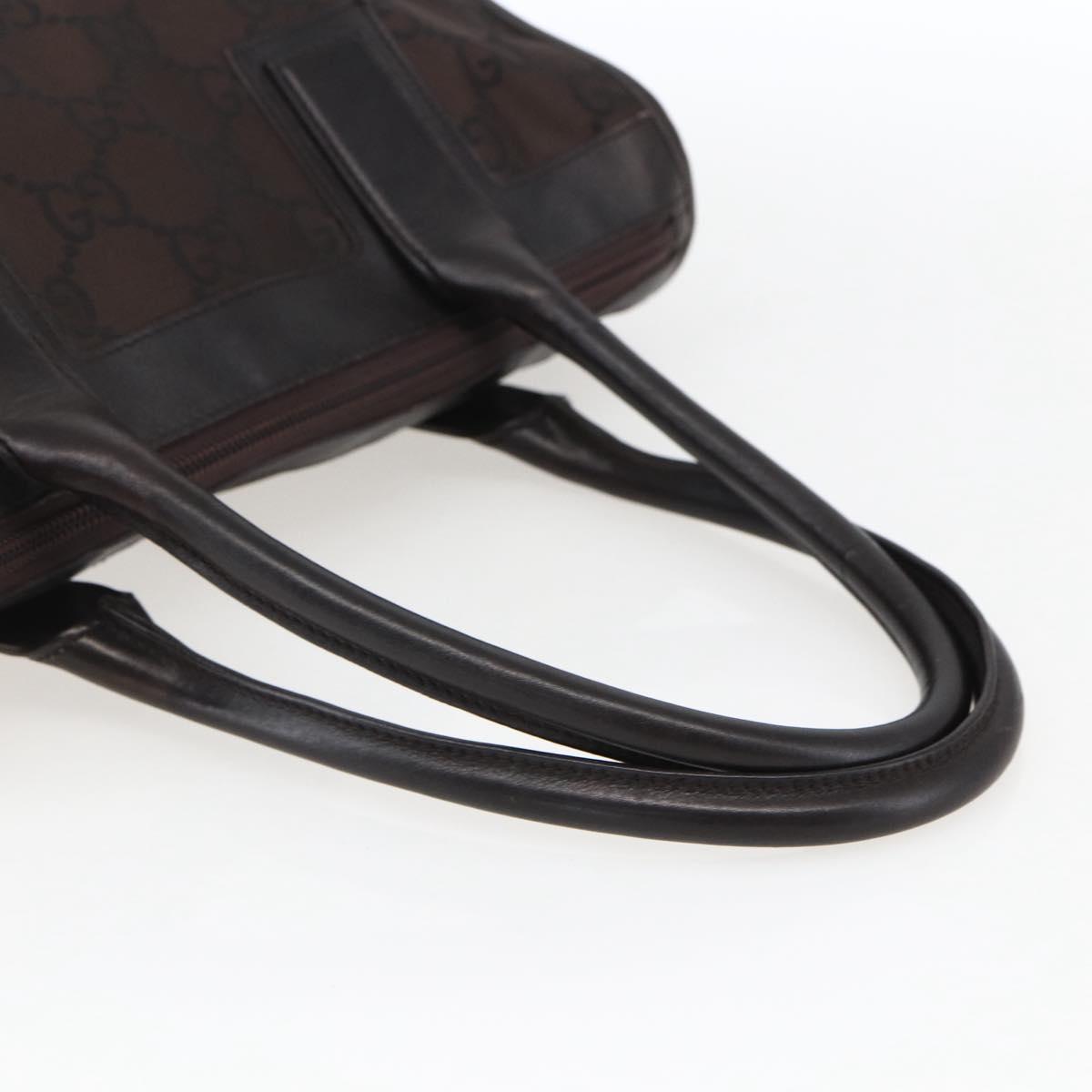 GUCCI GG Canvas Tote Bag Nylon outlet Dark Brown Silver 143742 Auth am10768