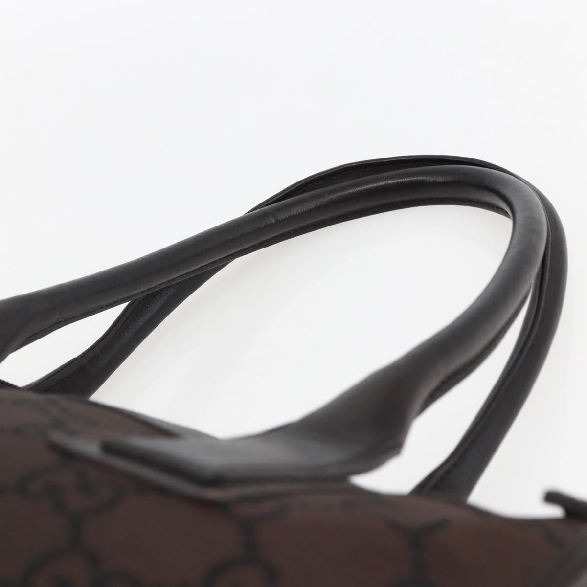 GUCCI GG Canvas Tote Bag Nylon outlet Dark Brown Silver 143742 Auth am10768