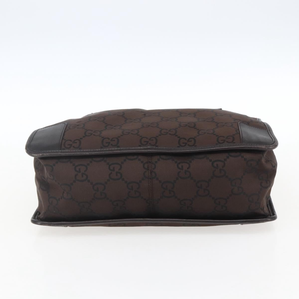 GUCCI GG Canvas Tote Bag Nylon outlet Dark Brown Silver 143742 Auth am10768