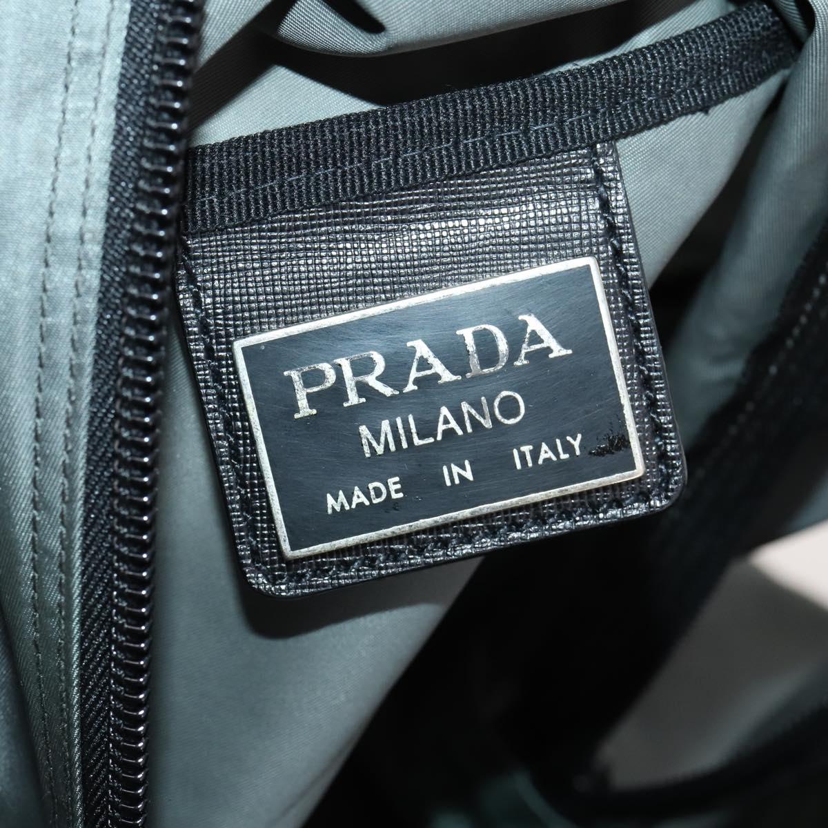 PRADA Boston Bag Nylon Gray Silver Auth am10771