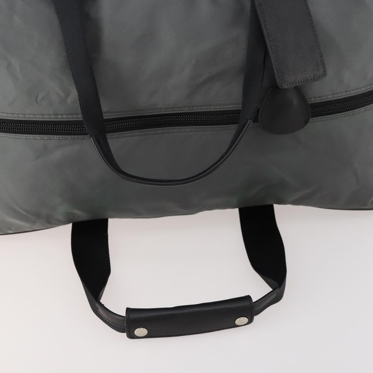 PRADA Boston Bag Nylon Gray Silver Auth am10771