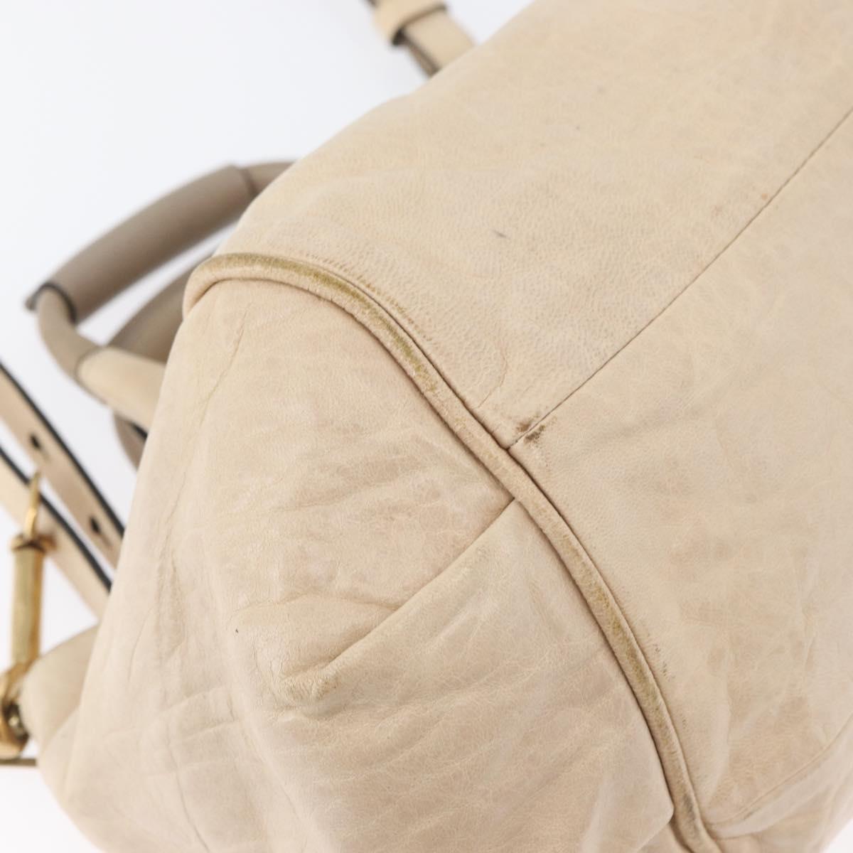 Chloe Etel Hand Bag Leather 2way Beige Gold Auth am10775
