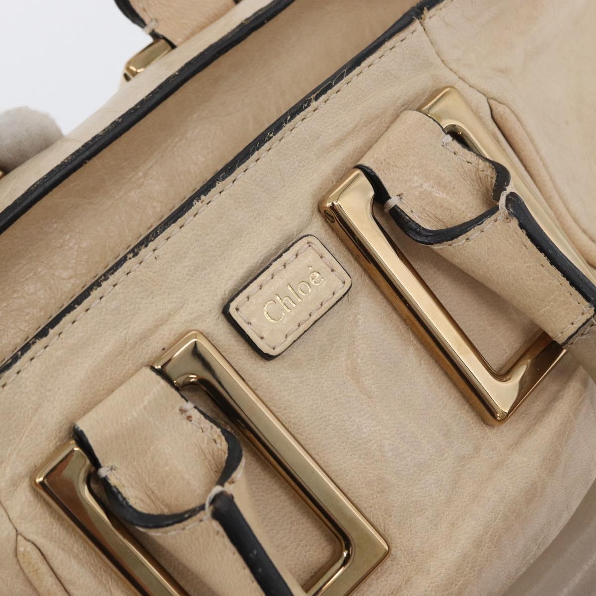 Chloe Etel Hand Bag Leather 2way Beige Gold Auth am10775