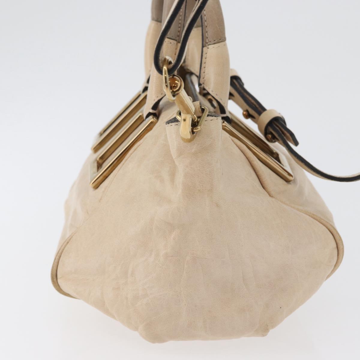 Chloe Etel Hand Bag Leather 2way Beige Gold Auth am10775