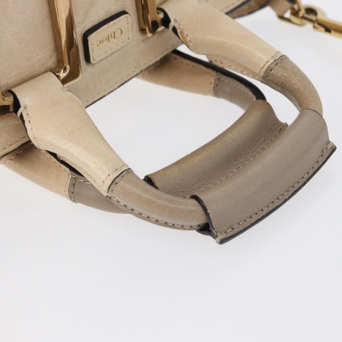 Chloe Etel Hand Bag Leather 2way Beige Gold Auth am10775