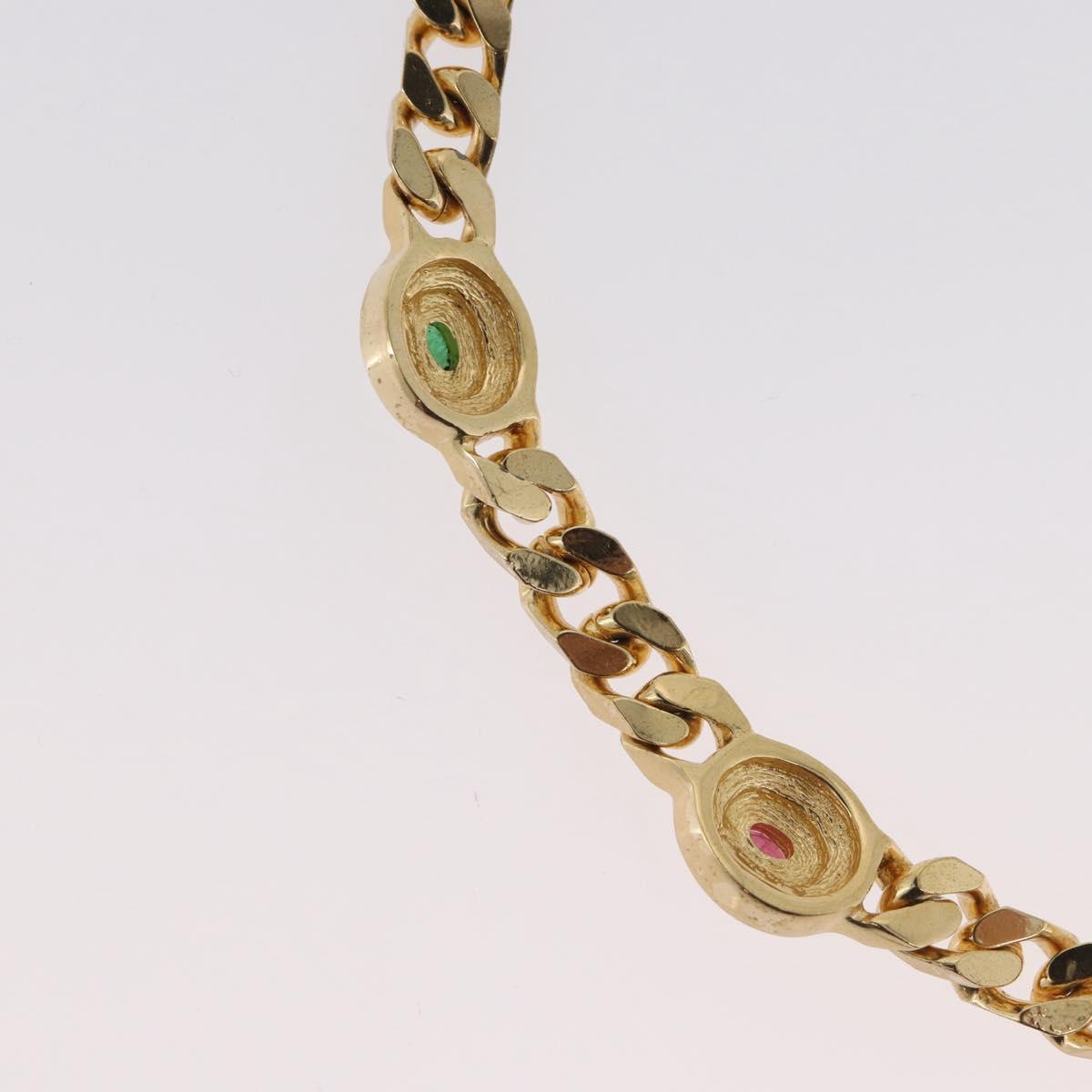 Christian Dior Color stone rhinestone Necklace metal 2 Set Gold Auth am10776V