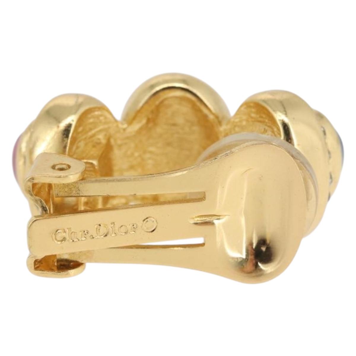 Christian Dior Color stone rhinestone Necklace metal 2 Set Gold Auth am10776V