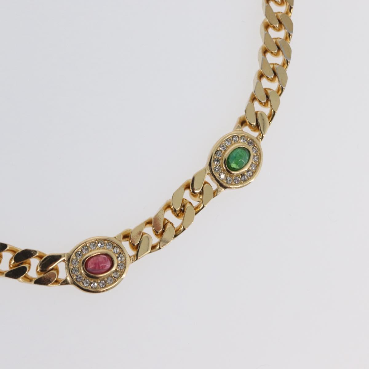 Christian Dior Color stone rhinestone Necklace metal 2 Set Gold Auth am10776V