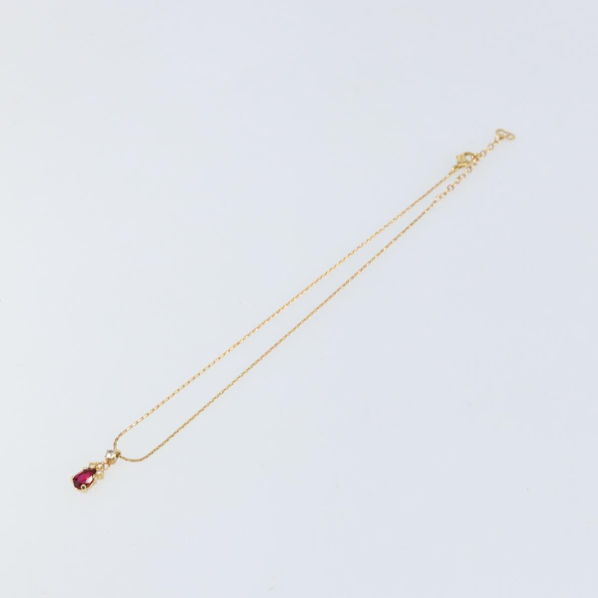 Christian Dior Color Stone Rhinestone Necklace metal Gold Auth am10778V