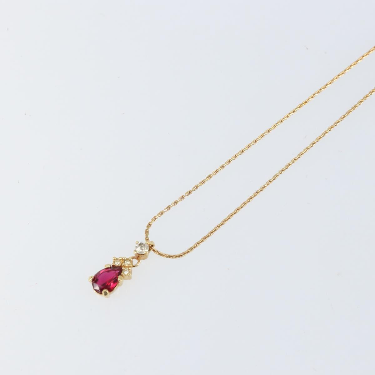 Christian Dior Color Stone Rhinestone Necklace metal Gold Auth am10778V