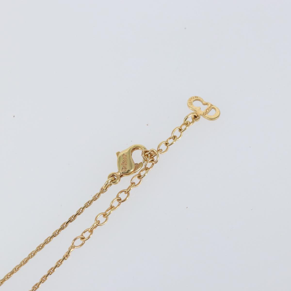 Christian Dior Color Stone Rhinestone Necklace metal Gold Auth am10778V