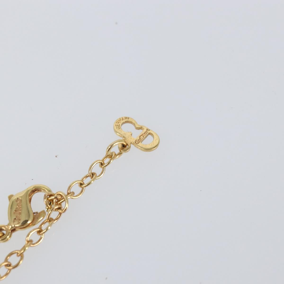 Christian Dior Color Stone Rhinestone Necklace metal Gold Auth am10778V