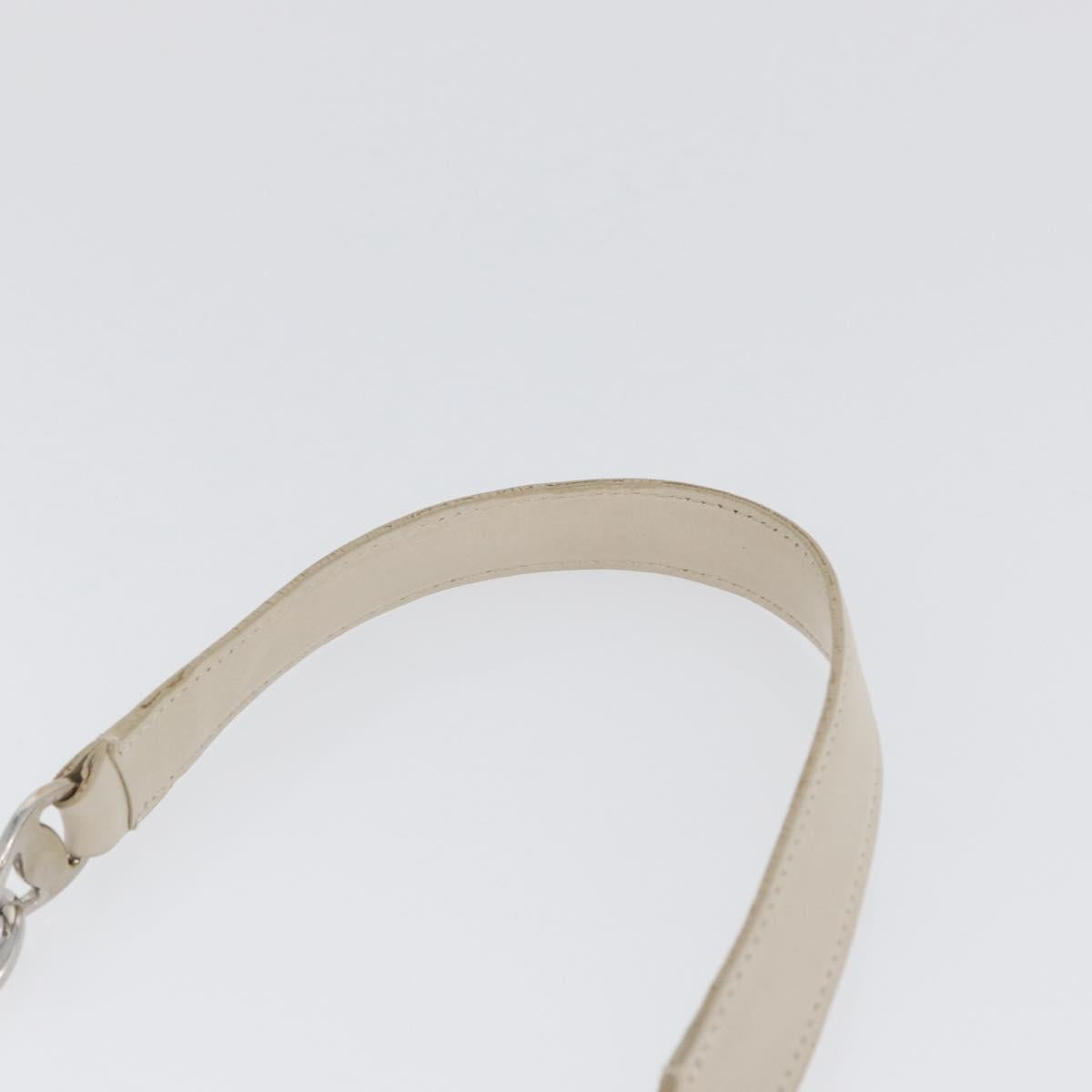 Salvatore Ferragamo One Belt Hand Bag Leather White Silver Auth am10782