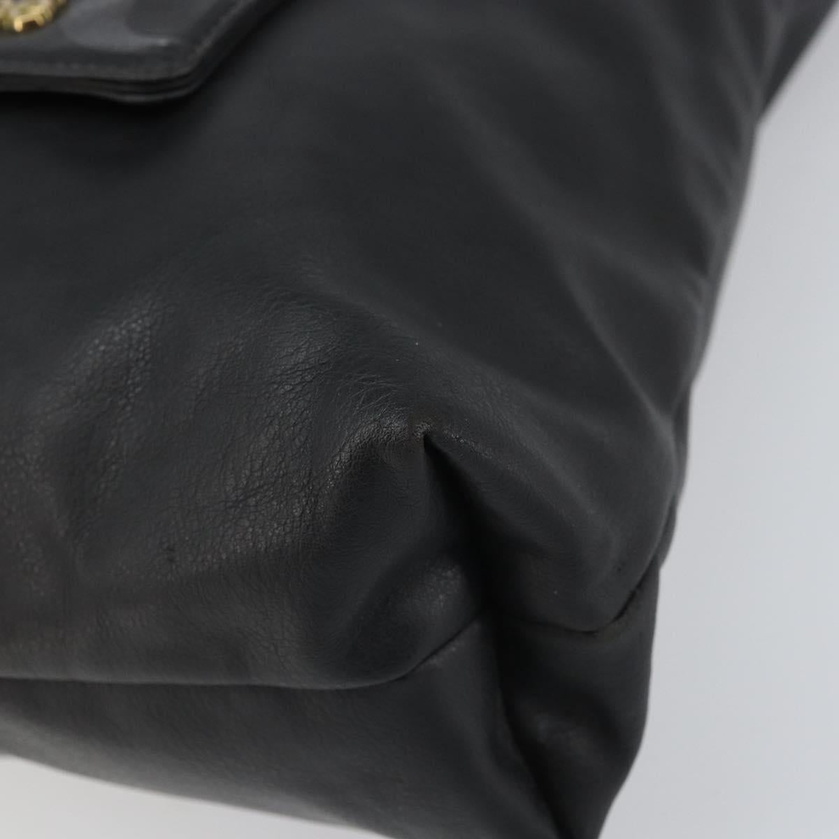 Chloe Eden Tote Bag Leather Black Gold Auth am10784