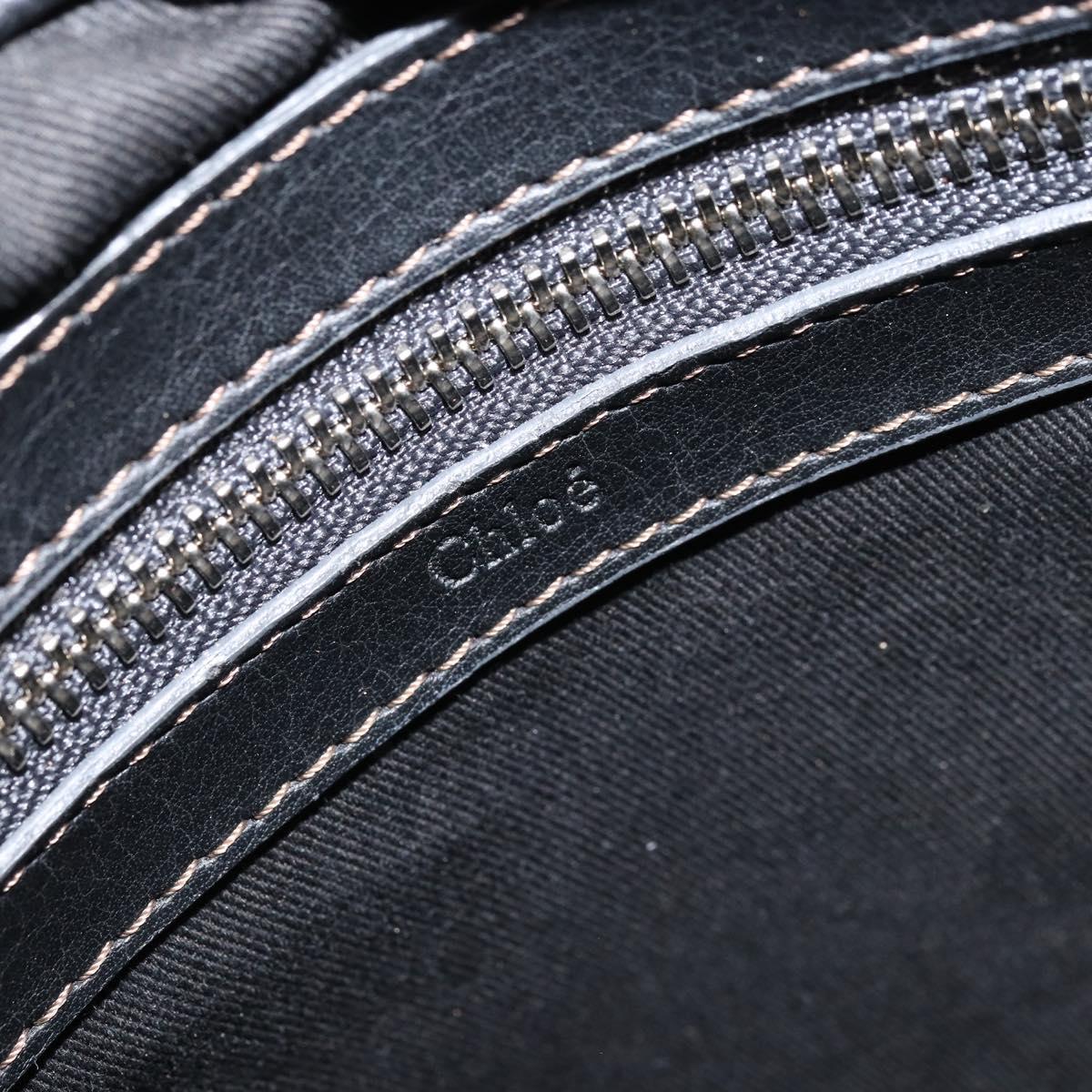 Chloe Eden Tote Bag Leather Black Gold Auth am10784