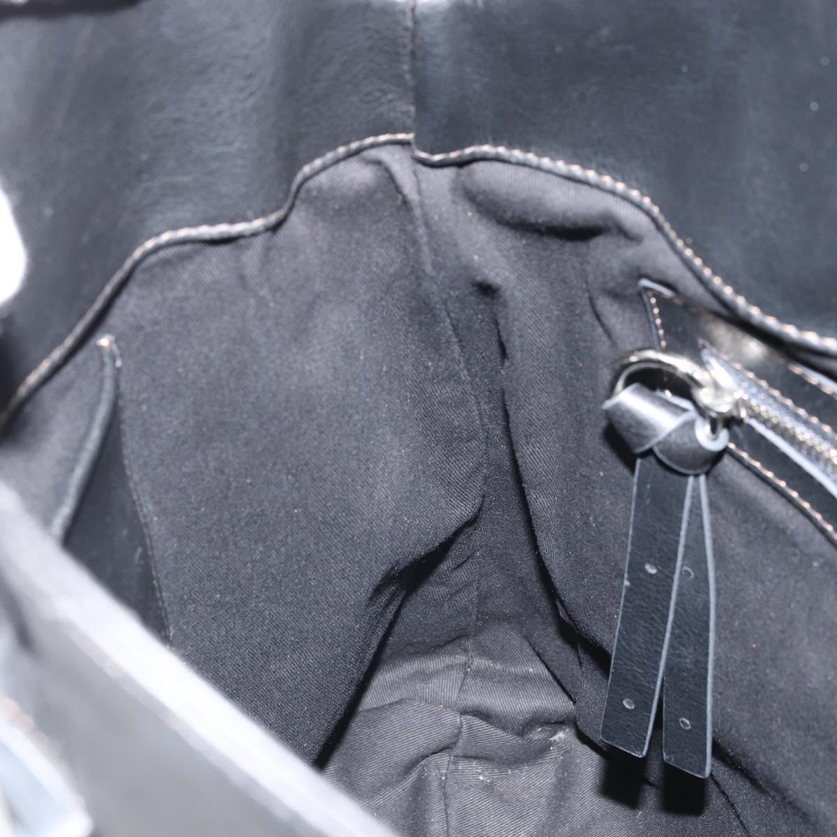 Chloe Eden Tote Bag Leather Black Gold Auth am10784