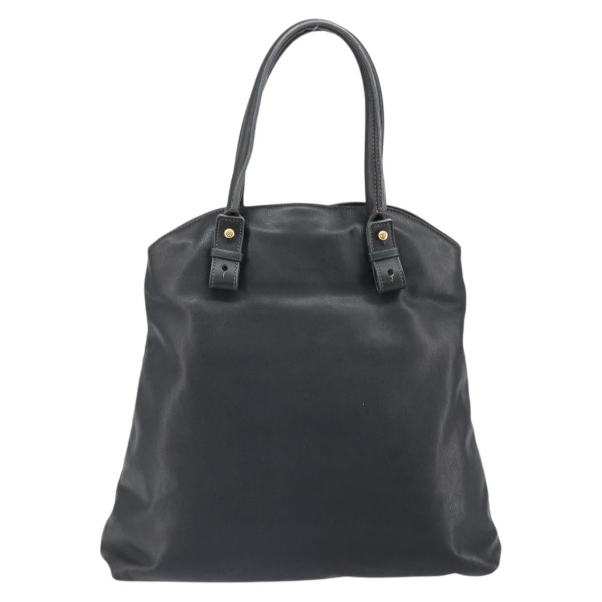 Chloe Eden Tote Bag Leather Black Gold Auth am10784