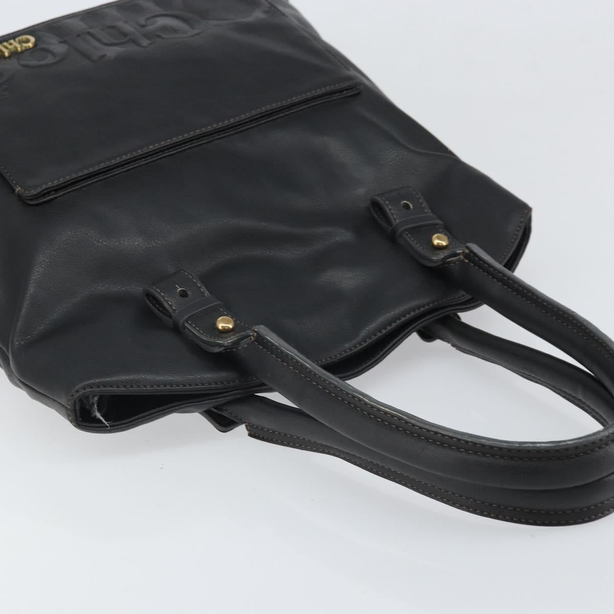 Chloe Eden Tote Bag Leather Black Gold Auth am10784