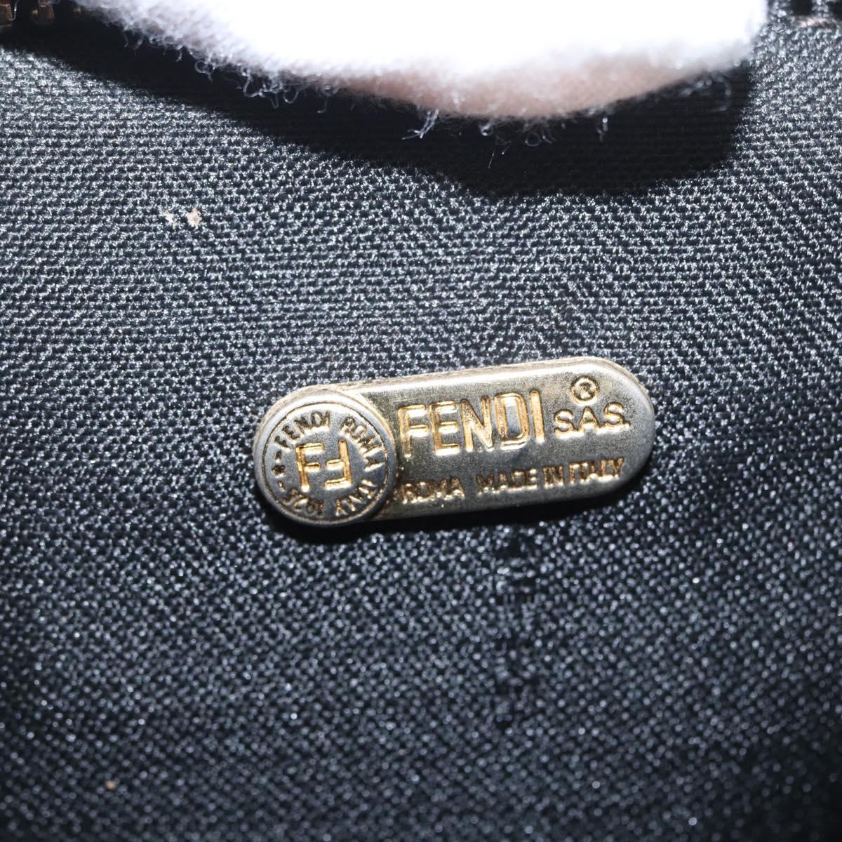 FENDI Pecan Canvas Mini Hand Bag PVC Brown Black Auth am10793V