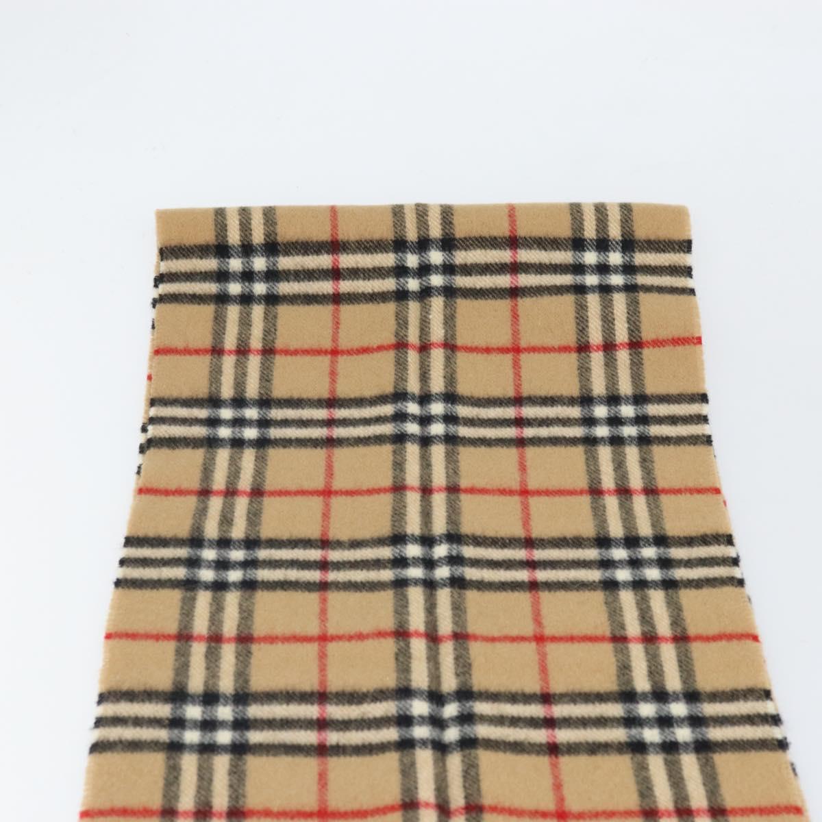 Burberrys Nova Check Scarf Wool Beige Auth am10794