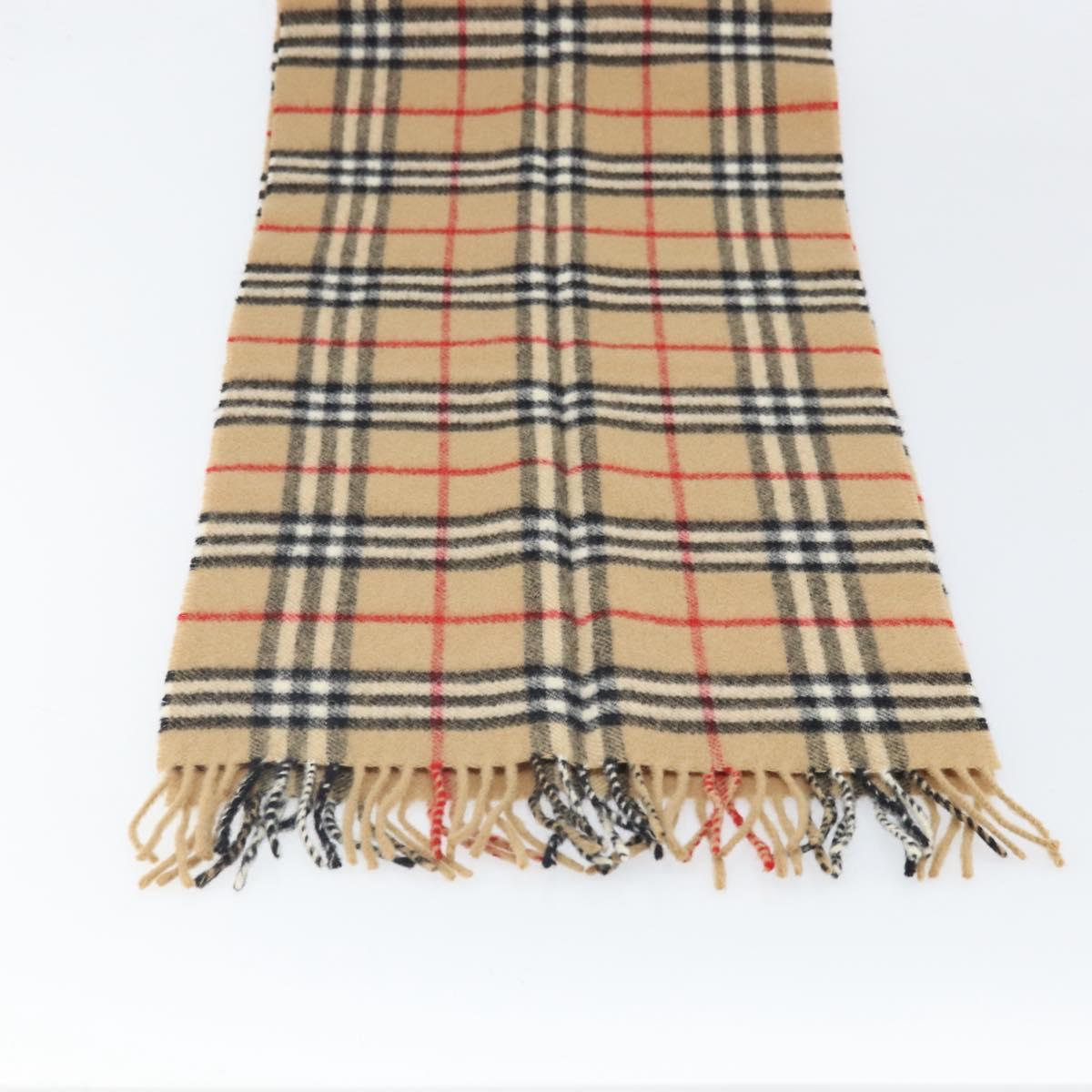 Burberrys Nova Check Scarf Wool Beige Auth am10794