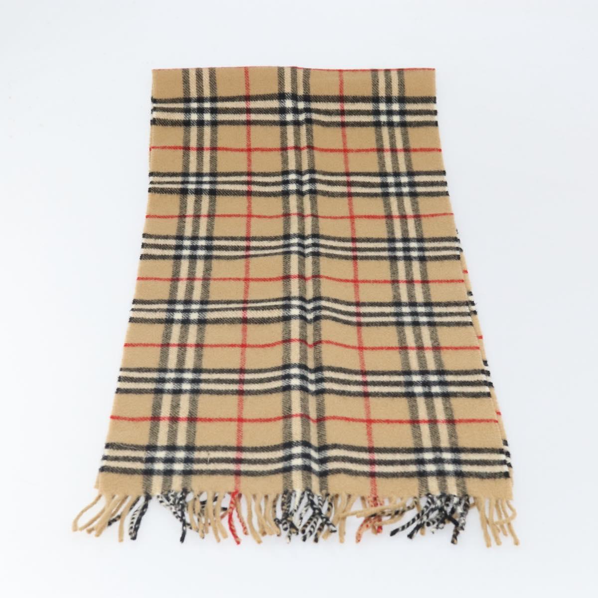 Burberrys Nova Check Scarf Wool Beige Auth am10794