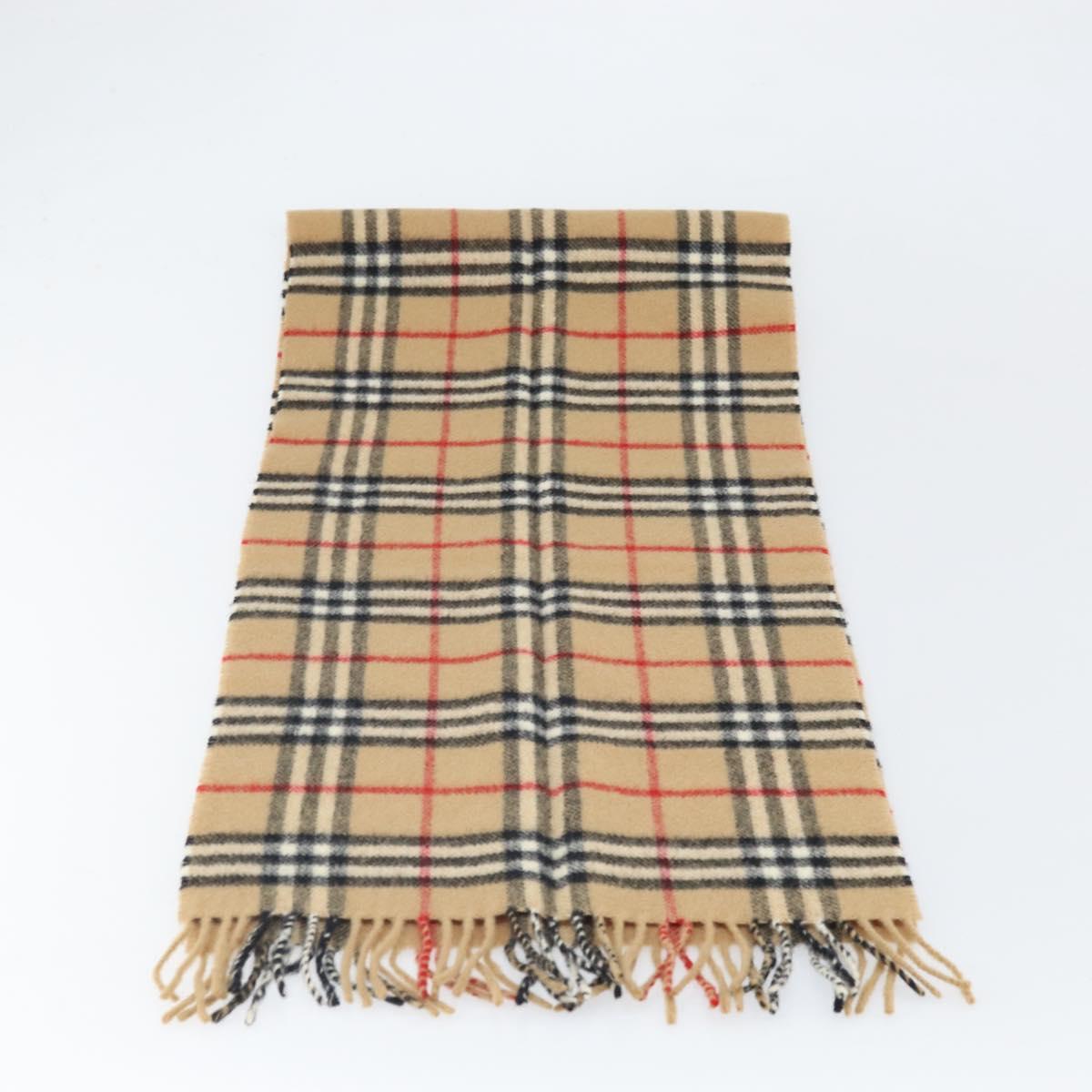 Burberrys Nova Check Scarf Wool Beige Auth am10794