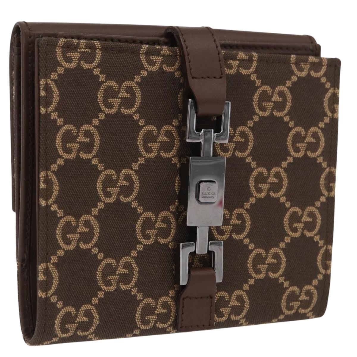 GUCCI GG Canvas Jackie Wallet Brown Silver 035 2773 2131 Auth am10798V
