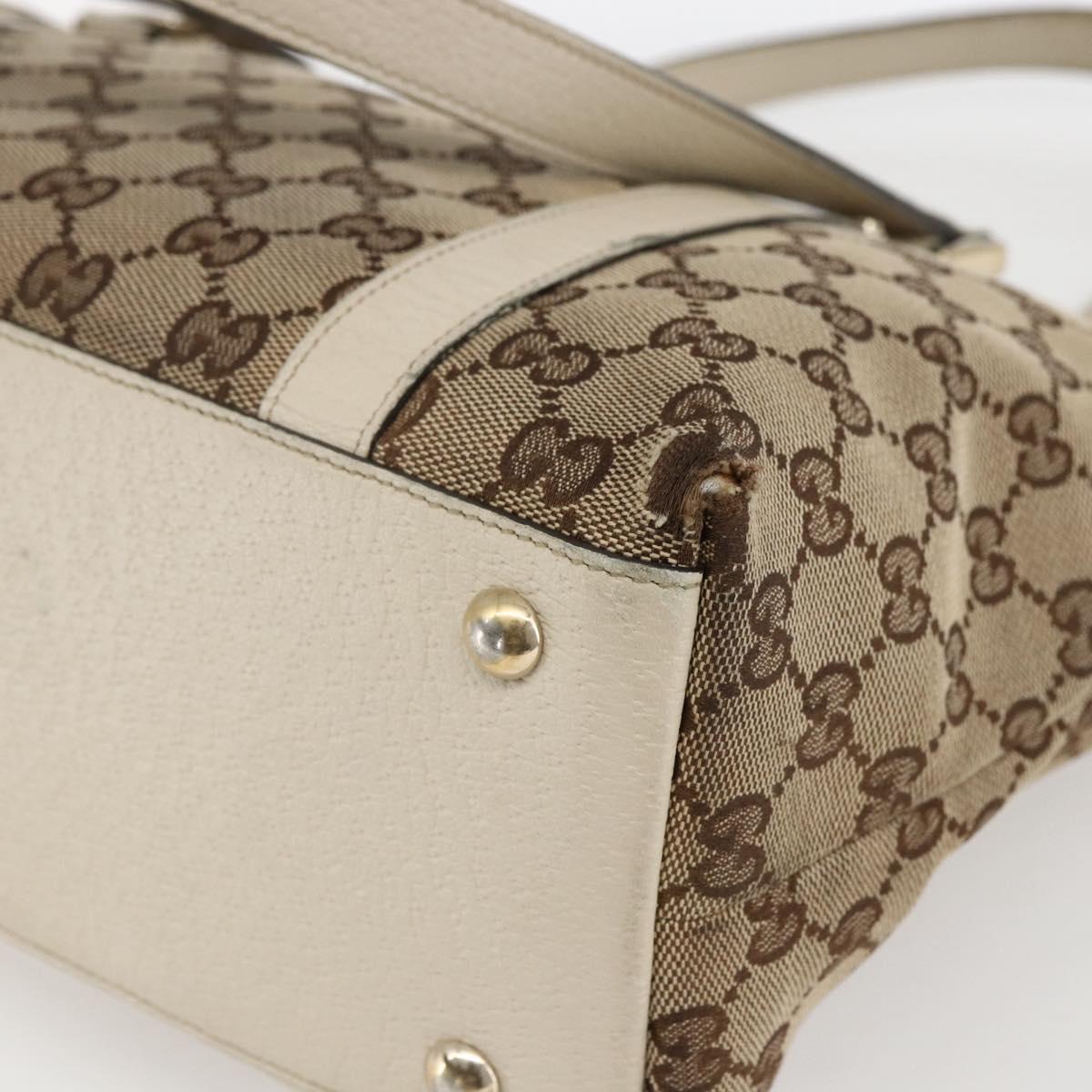 GUCCI GG Canvas Tote Bag Beige Gold 141470 Auth am10802
