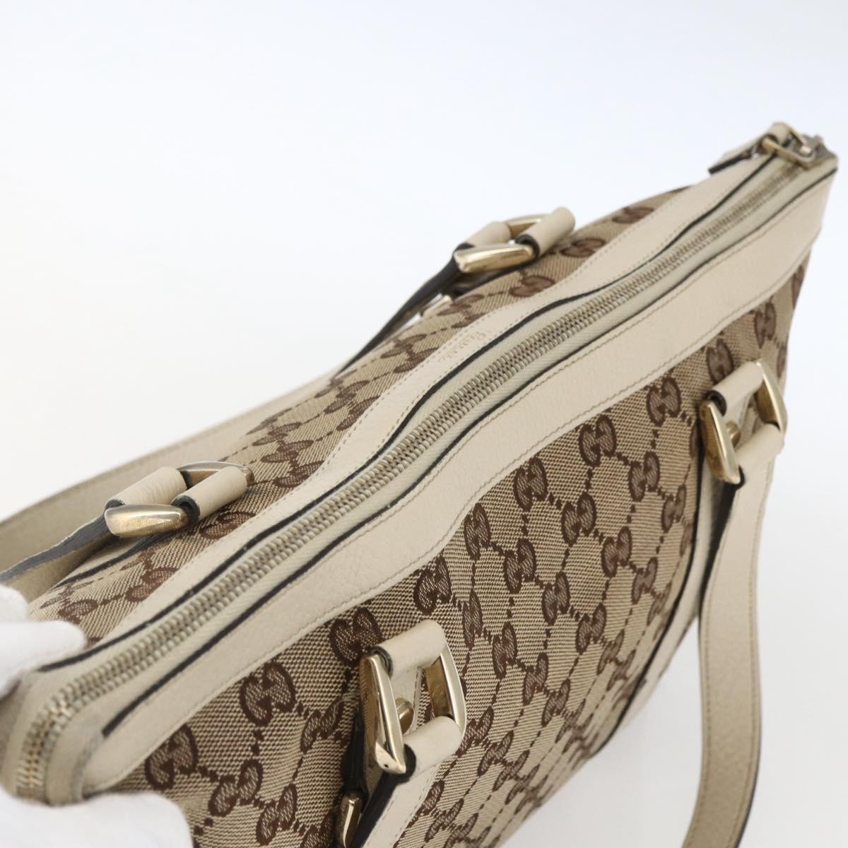 GUCCI GG Canvas Tote Bag Beige Gold 141470 Auth am10802