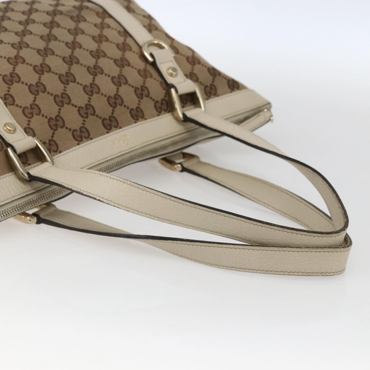 GUCCI GG Canvas Tote Bag Beige Gold 141470 Auth am10802