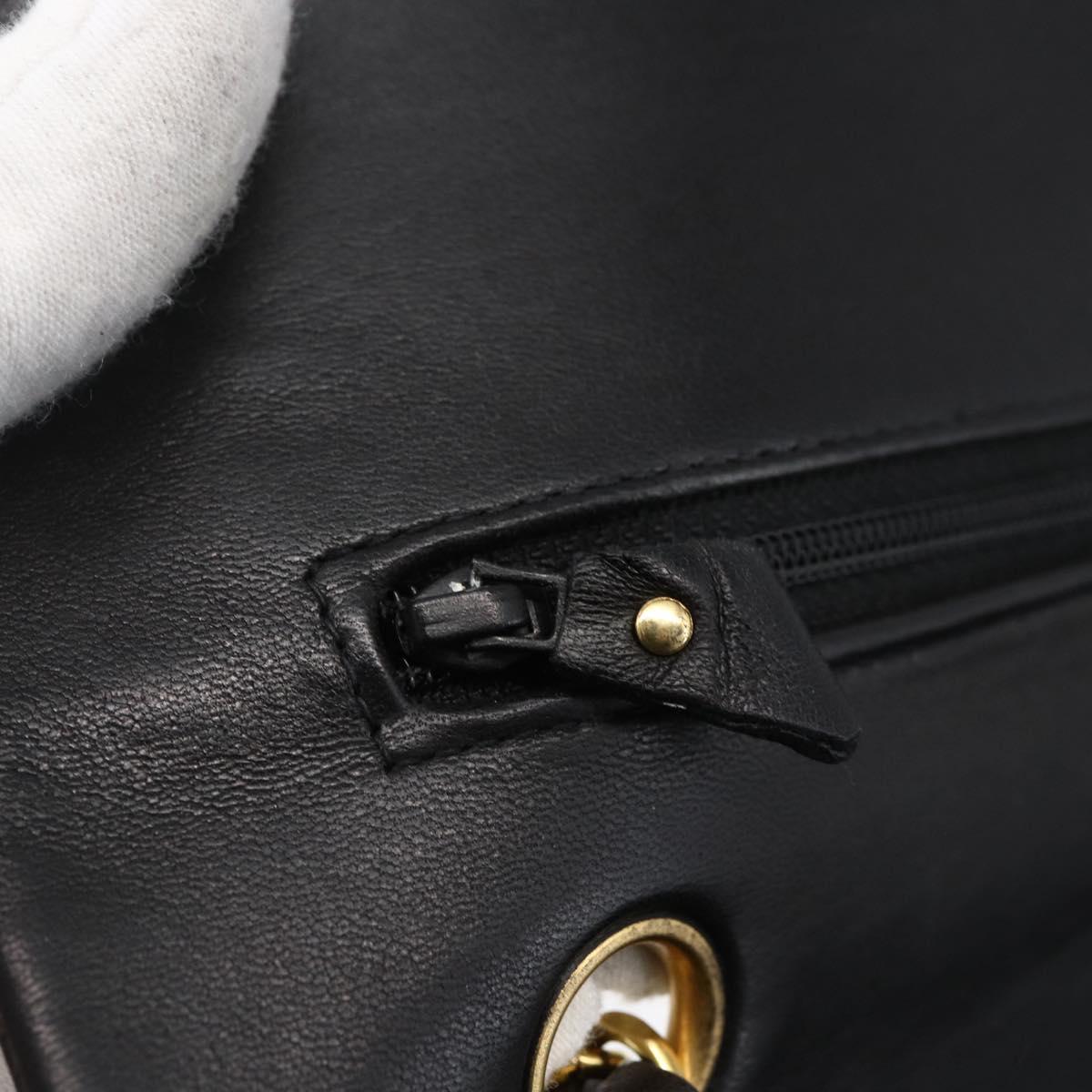 CHANEL Matelasse 25 Double Flap Chain Bag Lamb Skin Black CC Auth am10803SAM