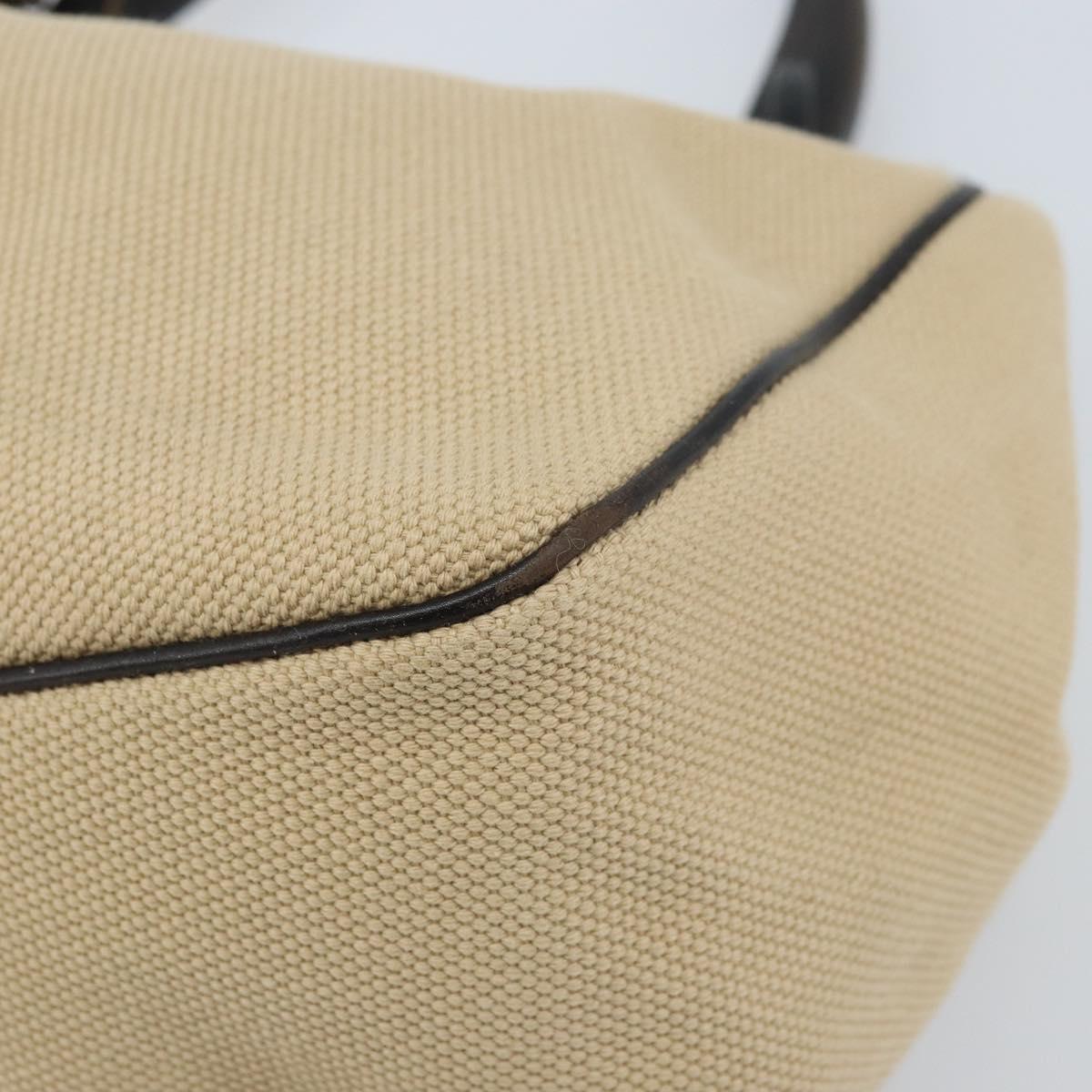 GUCCI Wood Handle Hand Bag Canvas Ivory 106494 Auth am10804