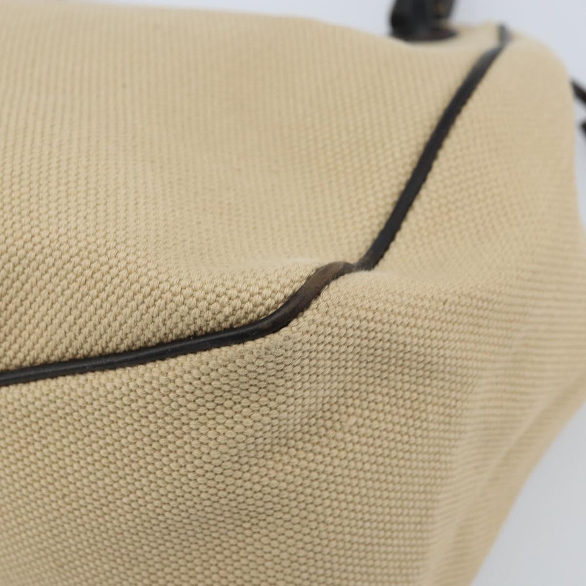 GUCCI Wood Handle Hand Bag Canvas Ivory 106494 Auth am10804