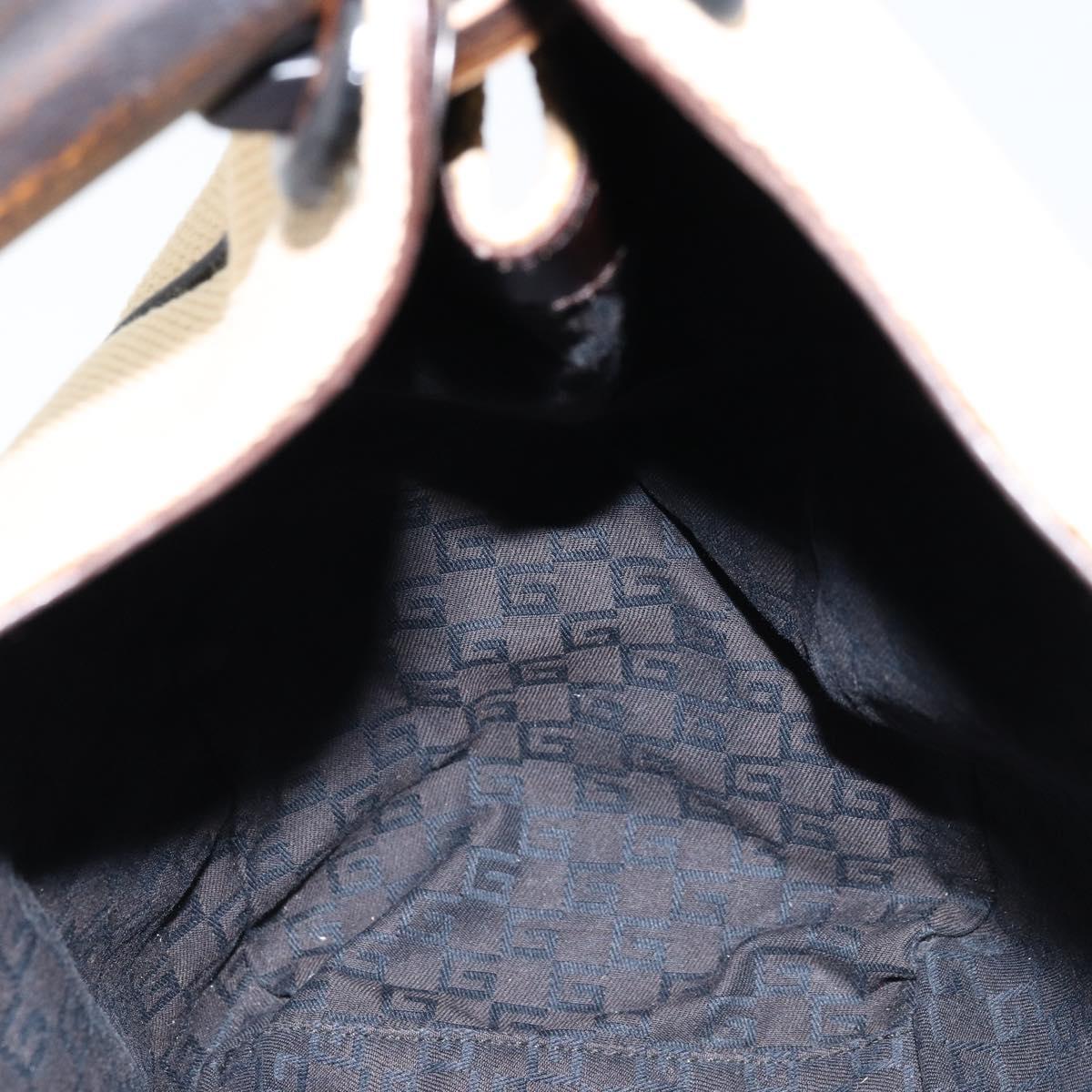 GUCCI Wood Handle Hand Bag Canvas Ivory 106494 Auth am10804