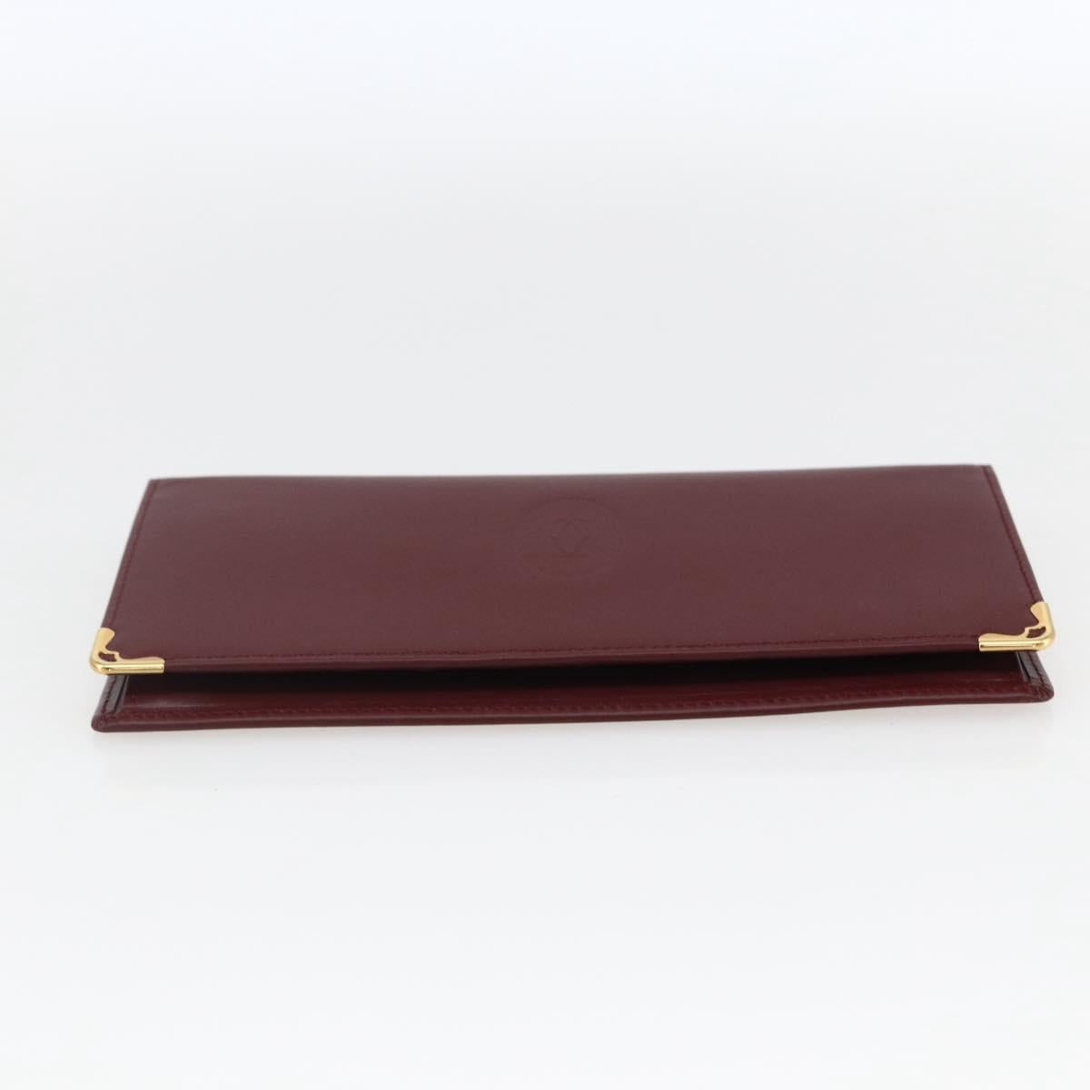 CARTIER Must Line Long Wallet Leather Bordeaux Gold Auth am10805V