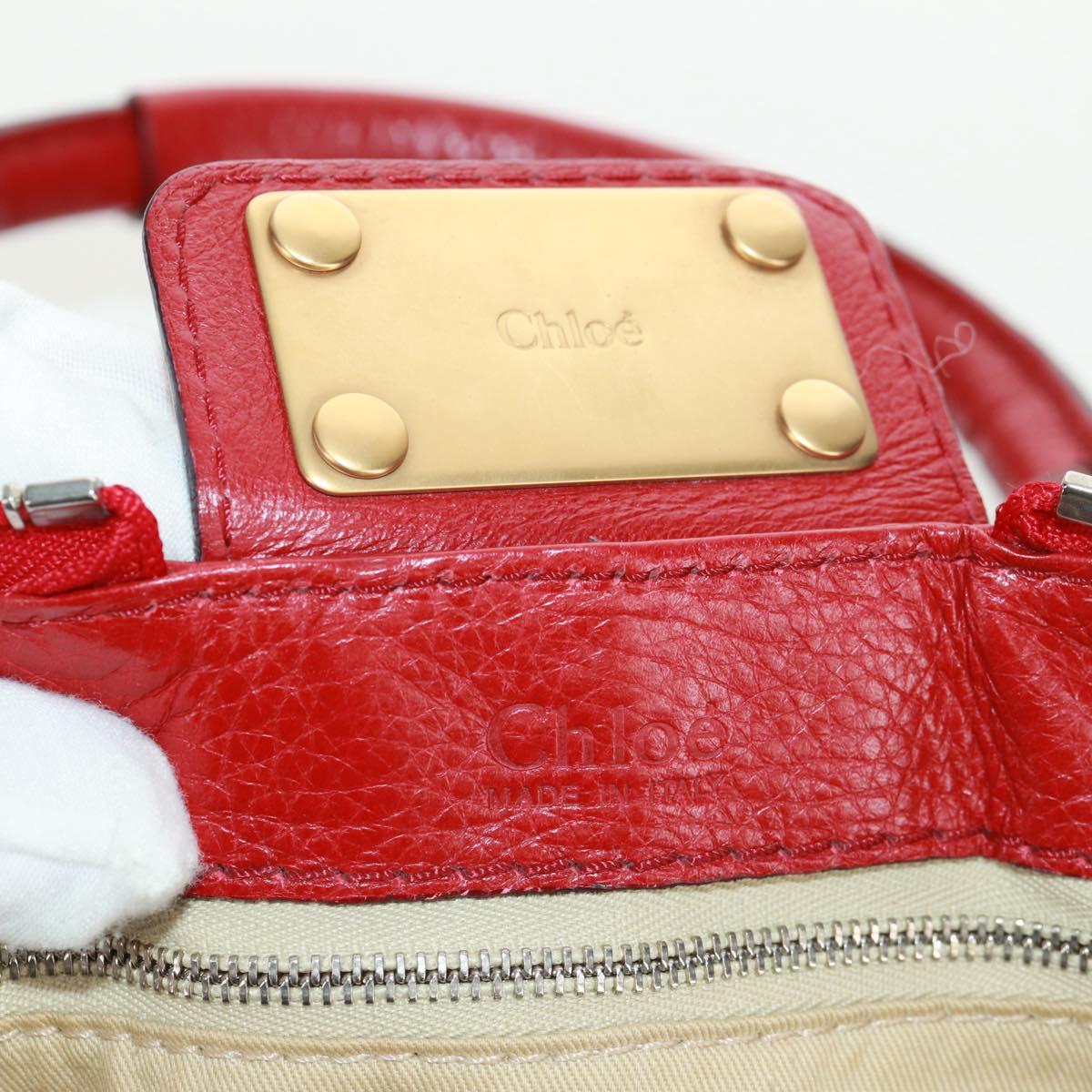 Chloe Paddington Hand Bag Leather Red Gold Auth am10806V