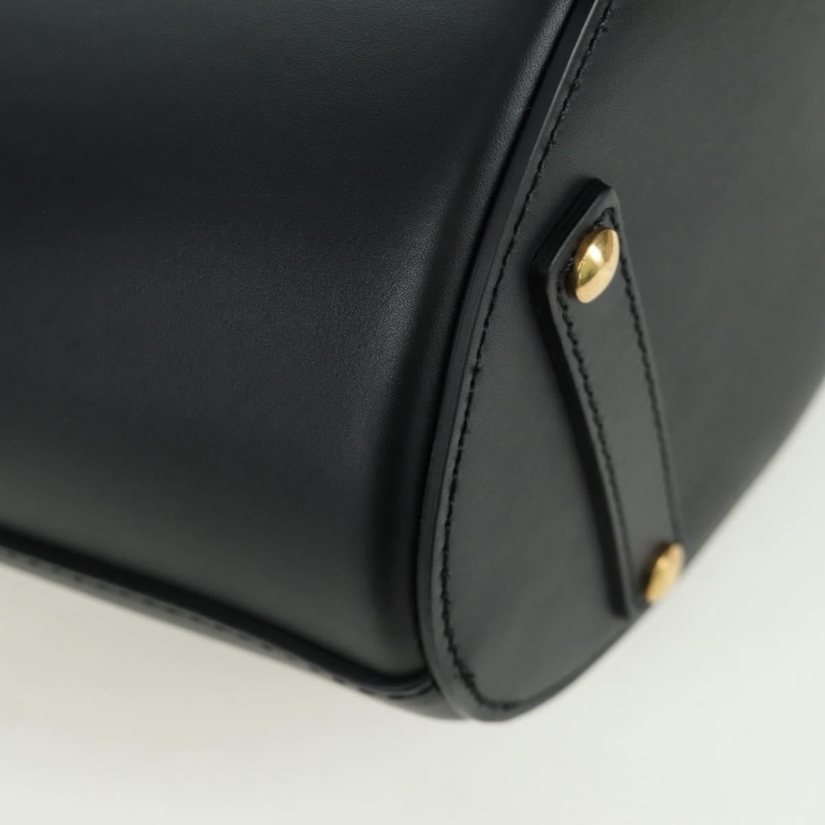 BURBERRY bucket Shoulder Bag Leather Black Gold Auth am10807V