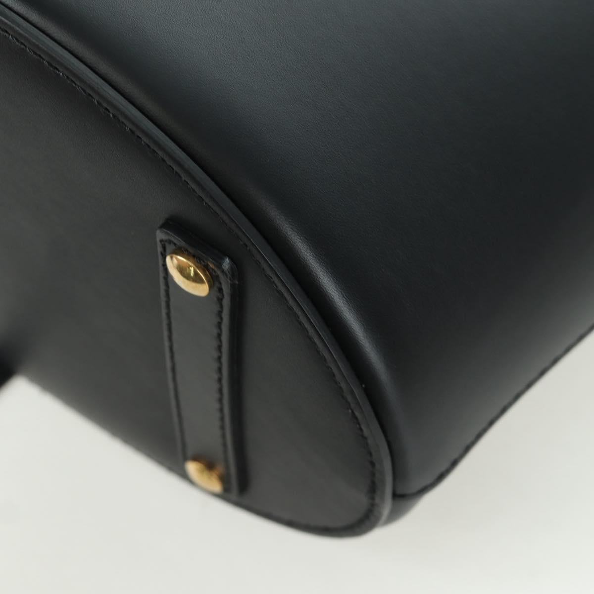 BURBERRY bucket Shoulder Bag Leather Black Gold Auth am10807V