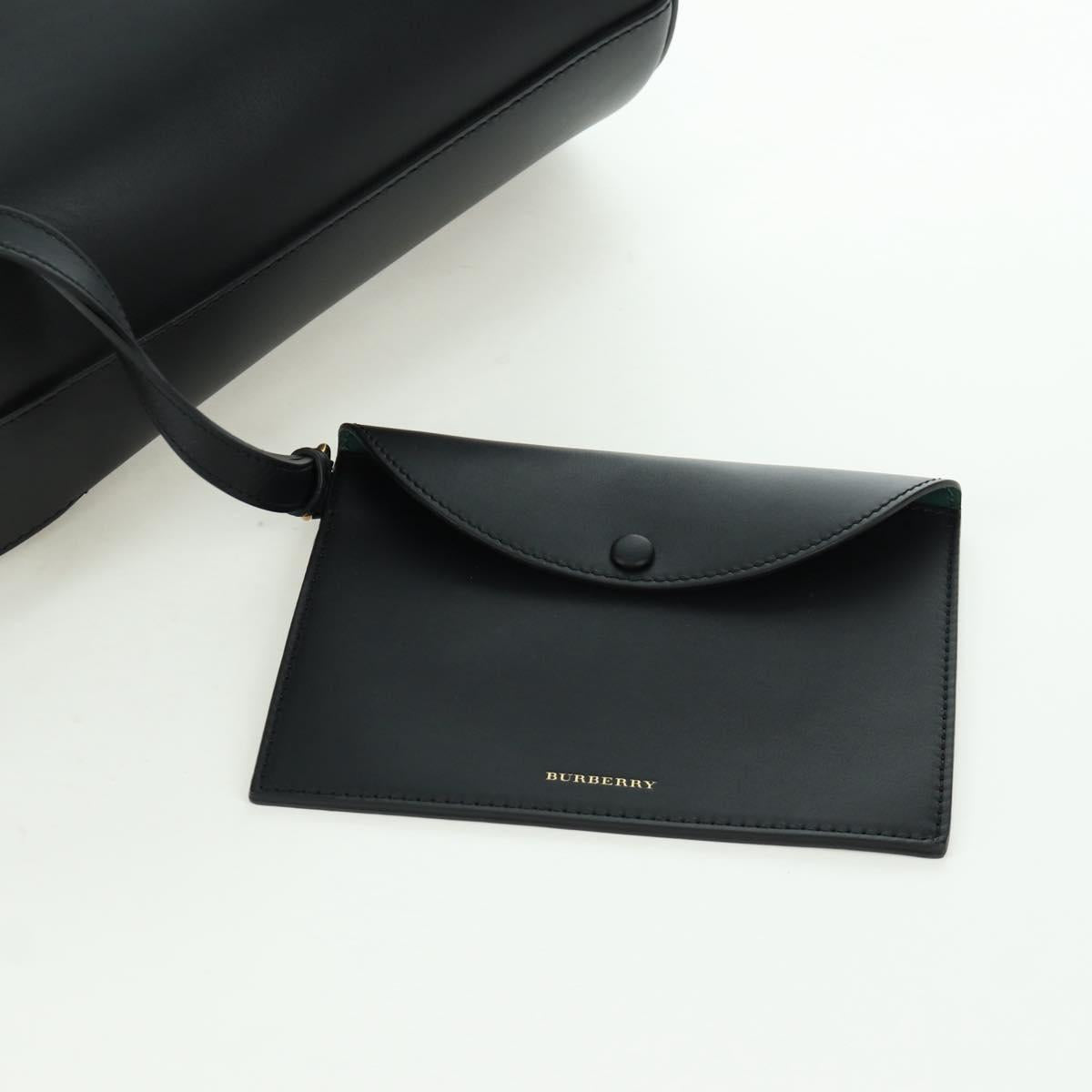 BURBERRY bucket Shoulder Bag Leather Black Gold Auth am10807V