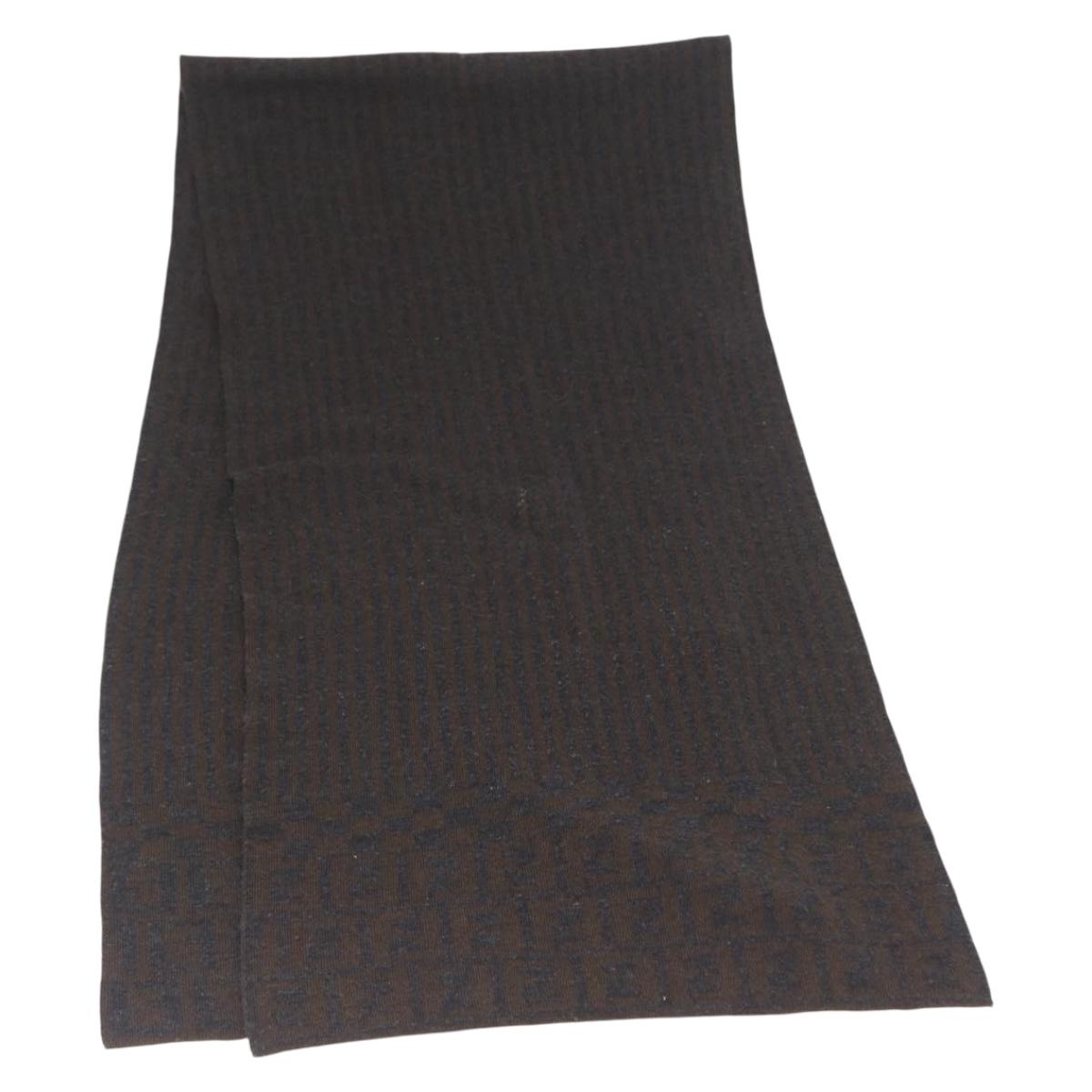 FENDI Zucca Scarf Wool Brown Auth am10811