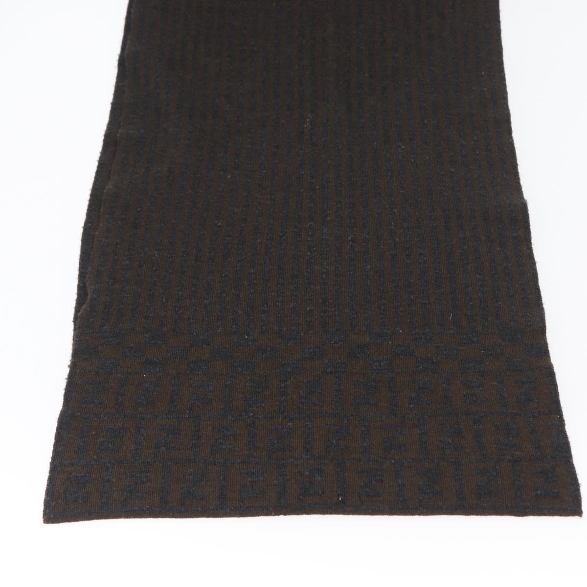 FENDI Zucca Scarf Wool Brown Auth am10811